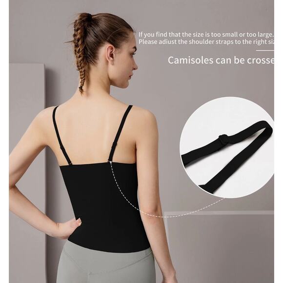 Artdear Black Camisole Built in Bra Spaghetti Straps Cami Tank Shapewear Sz XXL - Picture 2 of 7